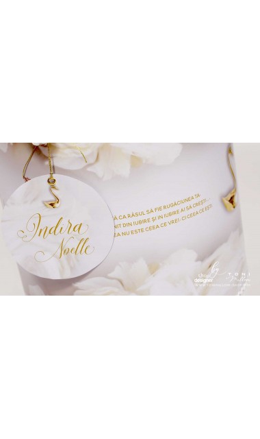 Trusou botez alb cu auriu deosebit de elegant cu lebade gold si broderie customizata Gold Swan 10